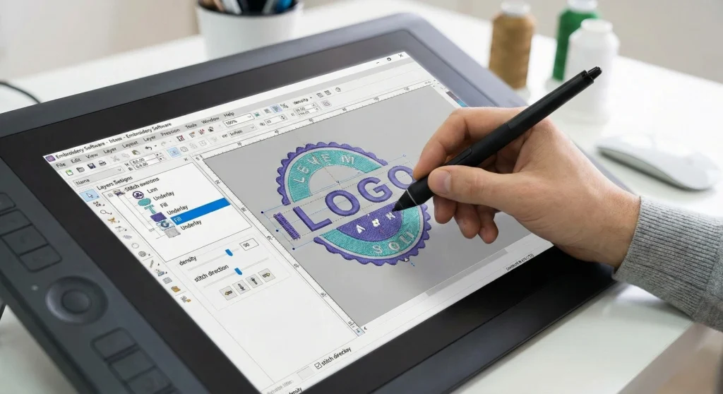 Digitizer adjusting stitch density software settings