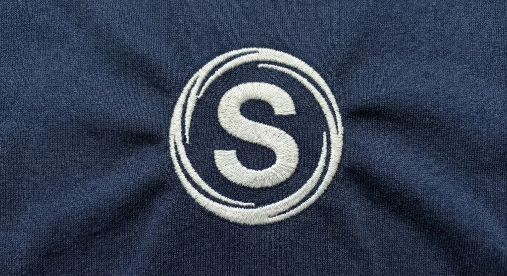 Perfectly flat embroidery logo on polo shirt with no puckering