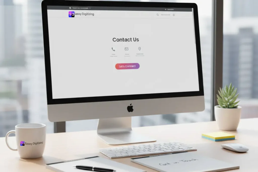 Contact us page on computer screen