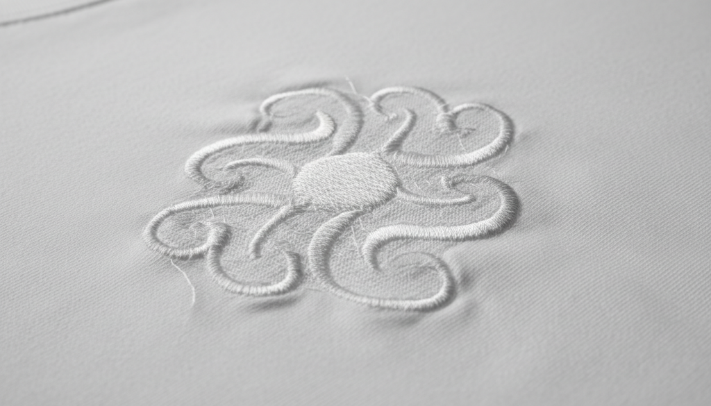 Over-dense underlay stitching creating too much push in embroidery on a white t-shirt