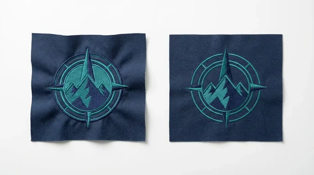 reduce stitch density to fix puckering on spongy backpack