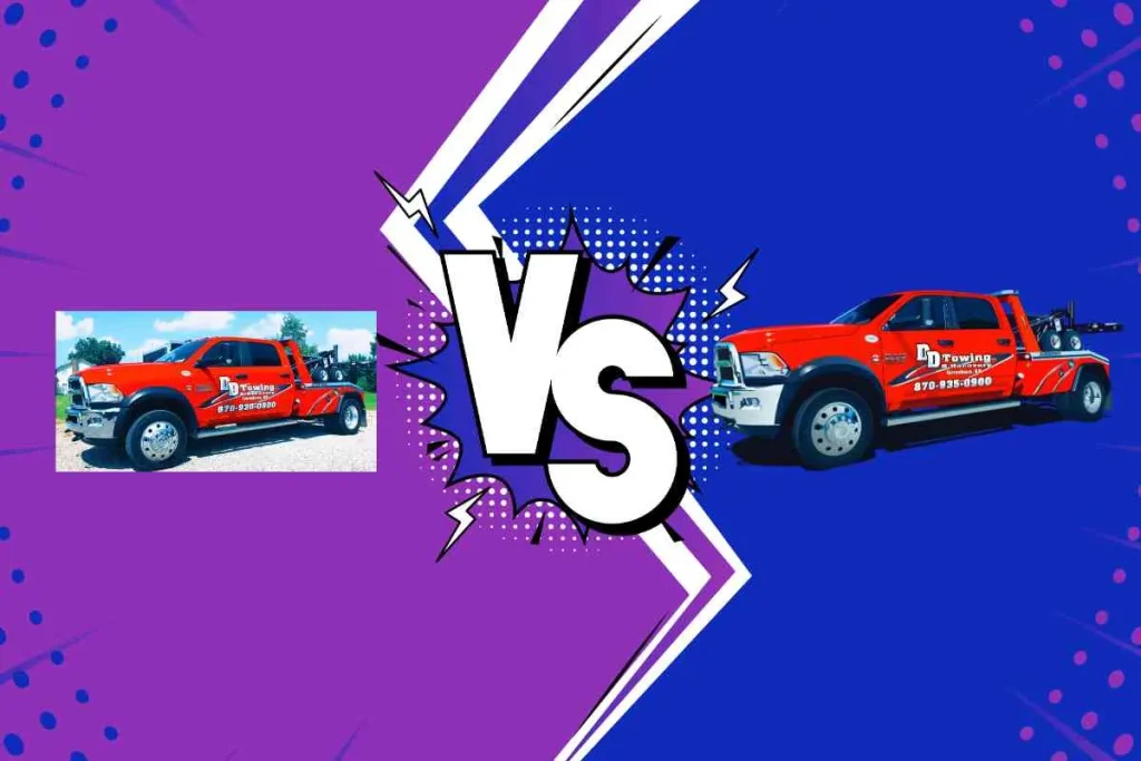 A photo of a red tow truck isolated and converted into a simplified vector graphic for apparel printing.