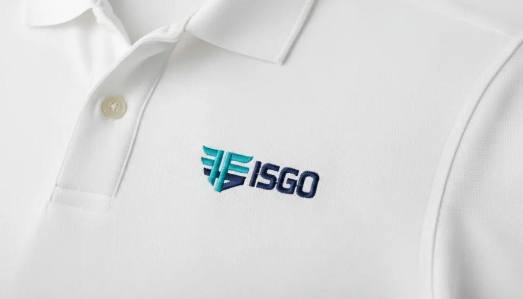 Embroidery sizing issues caused by wrong file dimensions showing oversized logo on polo shirt