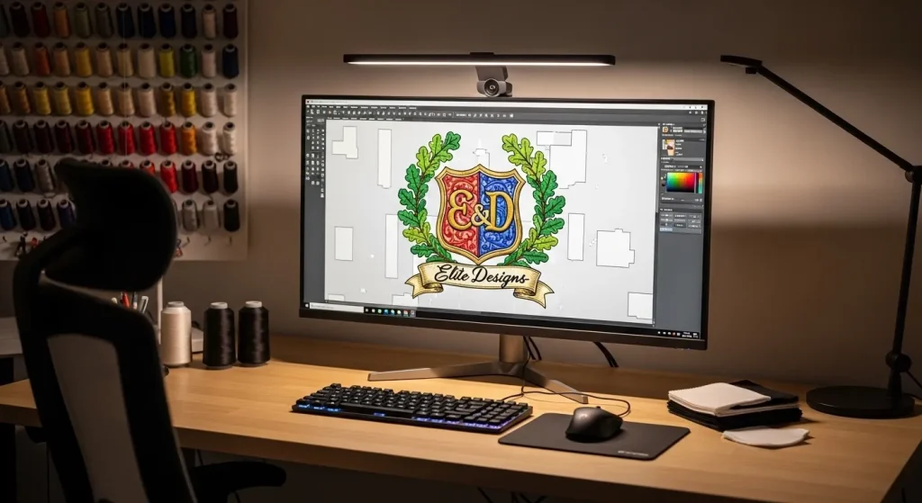 Embroidery digitizing workspace showing background issues in embroidery software