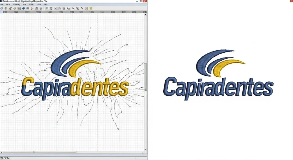 Auto-converted embroidery file vs manually digitized file stitch path comparison