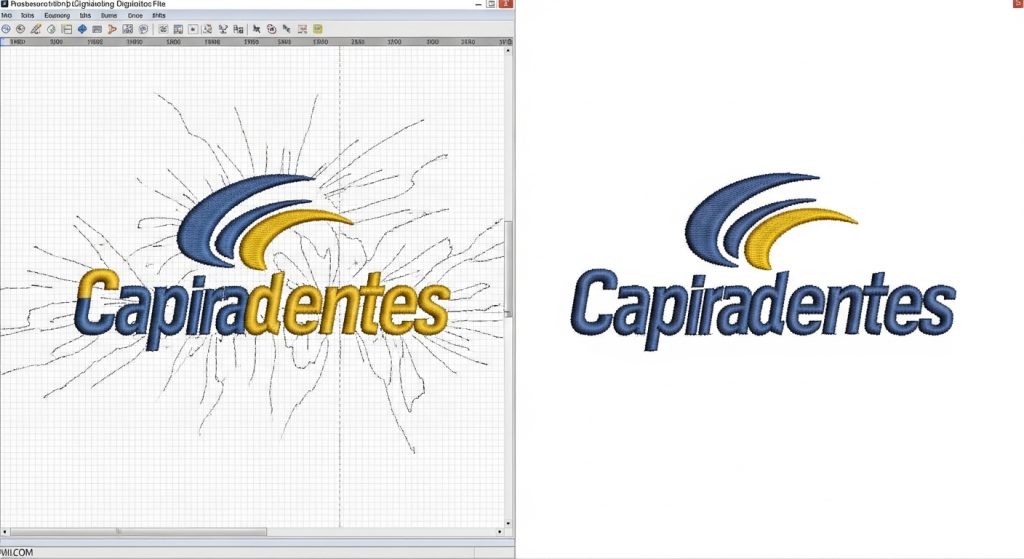 Auto-converted embroidery file vs manually digitized file stitch path comparison