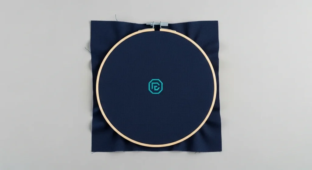 Wrong hoop size causing embroidery sizing issues with small logo in oversized hoop