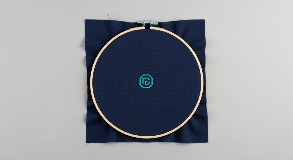 Wrong hoop size causing embroidery sizing issues with small logo in oversized hoop
