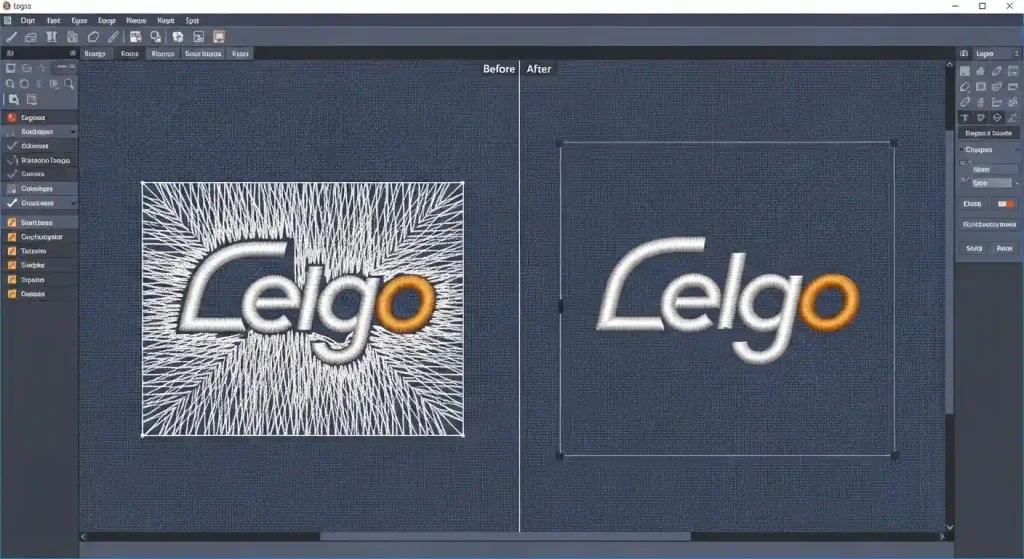 Before and after comparison showing logo with background issues vs clean transparent background