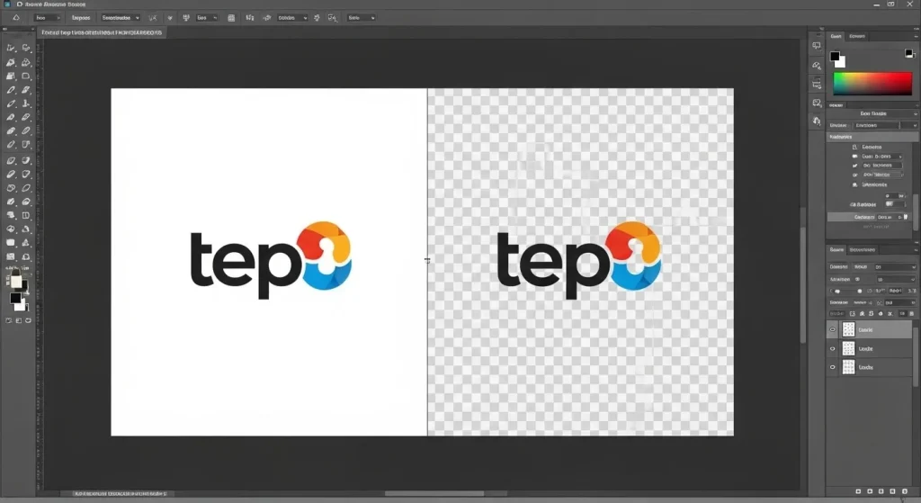 Photoshop comparison showing solid background vs transparent checkerboard pattern