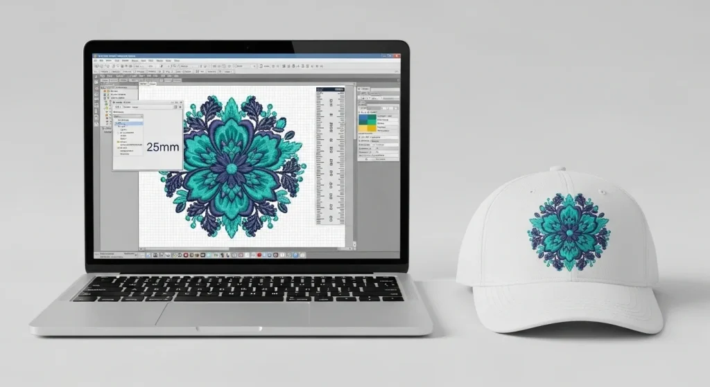 Embroidery sizing issues from millimeter and inch unit mismatch in embroidery software