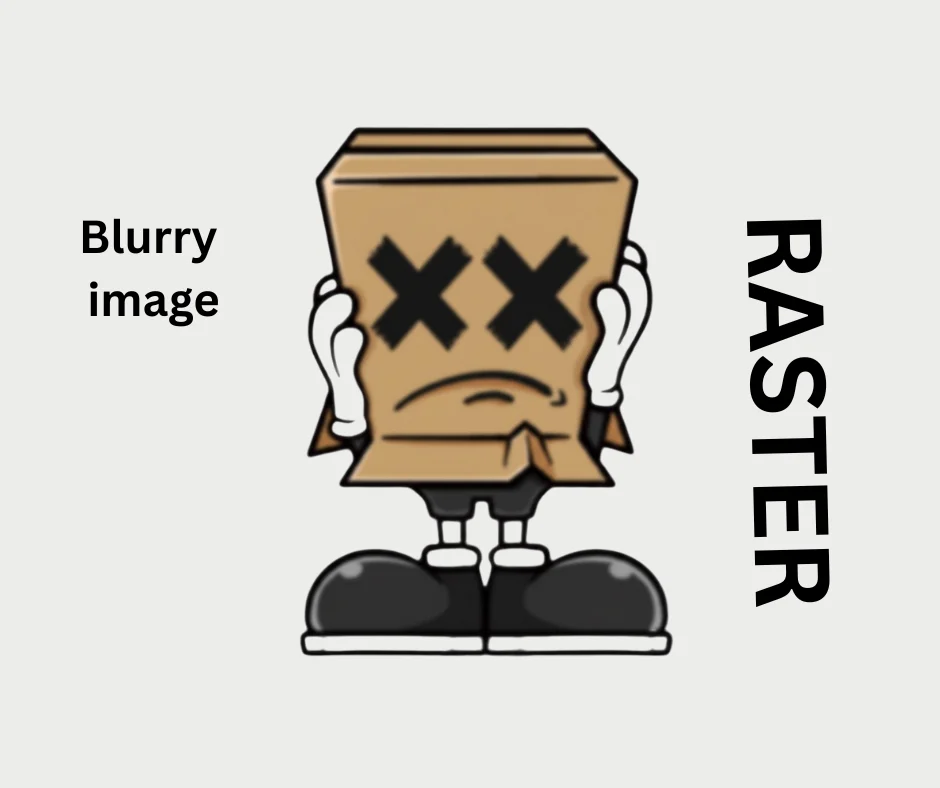 A side-by-side look at how raster images pixelate when scaled compared to smooth vector paths.