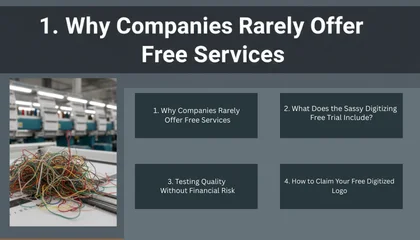 Close-up of a perfectly stitched logo under 5 inches using our free embroidery digitizing service.