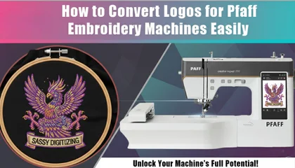 A professional Pfaff embroidery machine stitching a complex logo on high-quality