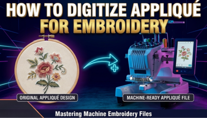 Professional appliqué embroidery on a varsity jacket using a high-end machine.