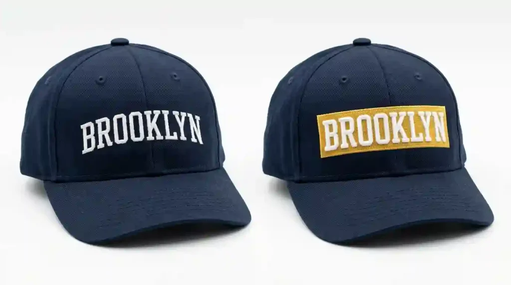 background to text on hats comparison with and without background layer