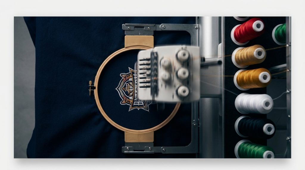 embroidery machine running slow with high stitch count and multiple thread color spools