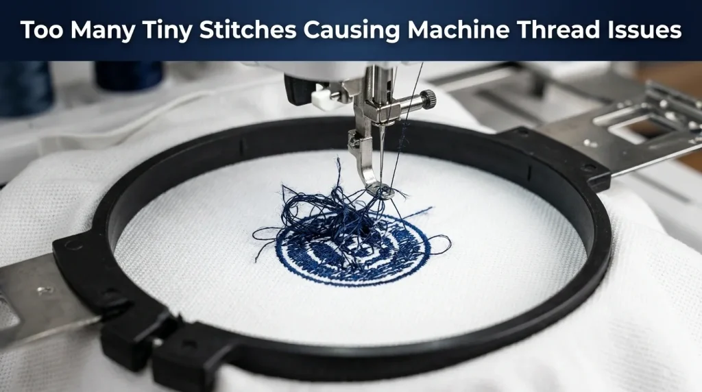 tiny stitches causing thread issues on embroidery machine