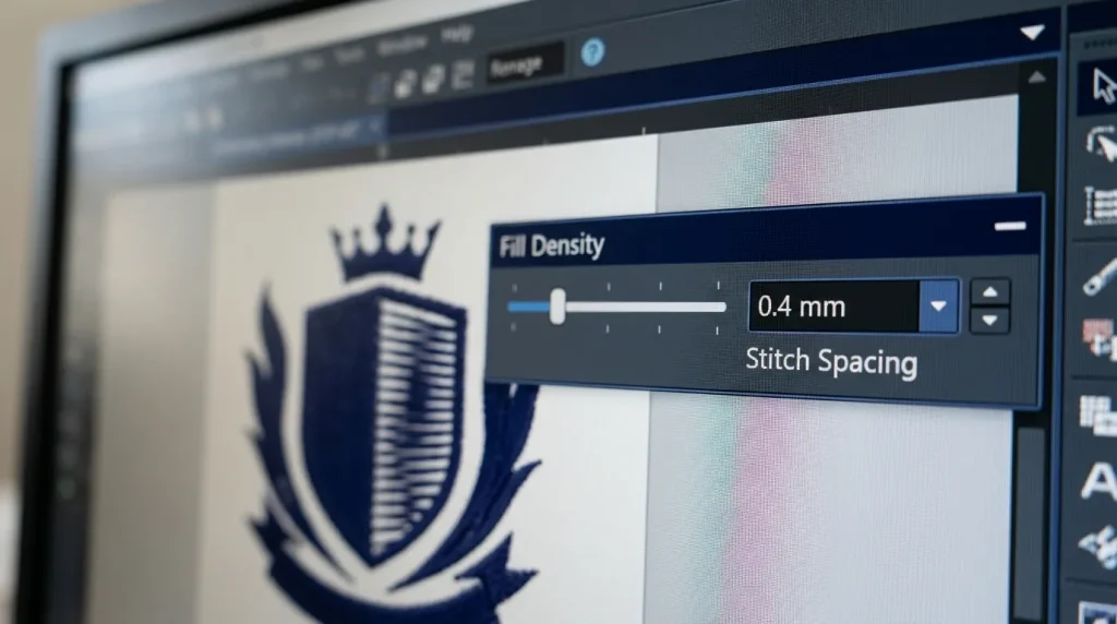 reducing stitch density for lightweight polyester polo embroidery digitizing