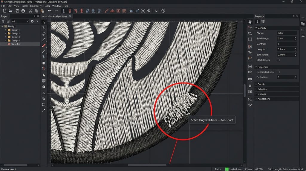 identifying tiny stitches in embroidery digitizing software