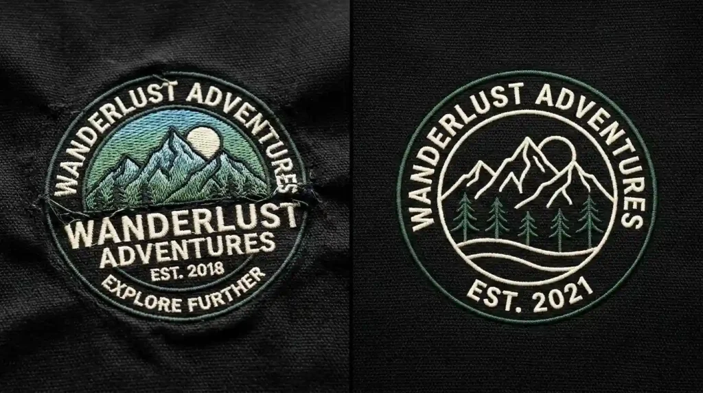 too many stitches distorting embroidery design on black jacket