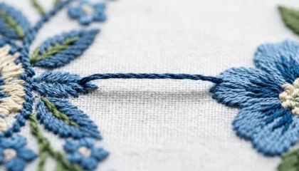 jump stitches in embroidery macro close up of loose floating thread