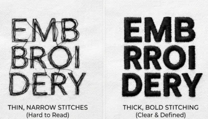 stitch thickness in embroidery too thin causing poor visibility