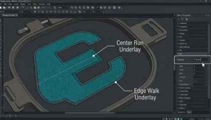 underlay settings in Wilcom to fix hat embroidery pinching same place