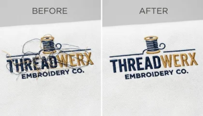 jump stitches in embroidery before and after professional fix comparison