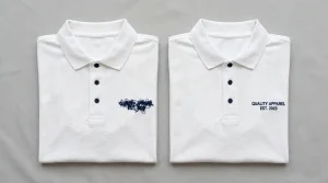 Why small letters don't stitch well or align properly — illegible piled thread on left vs clean sharp small text on right