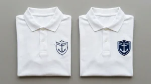 Embroidery design with thin sparse fill and no outline on left vs same design improved with added stitches and clean outline on right