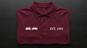 Why small embroidery letters look bad and how to fix them on burgundy polo shirt